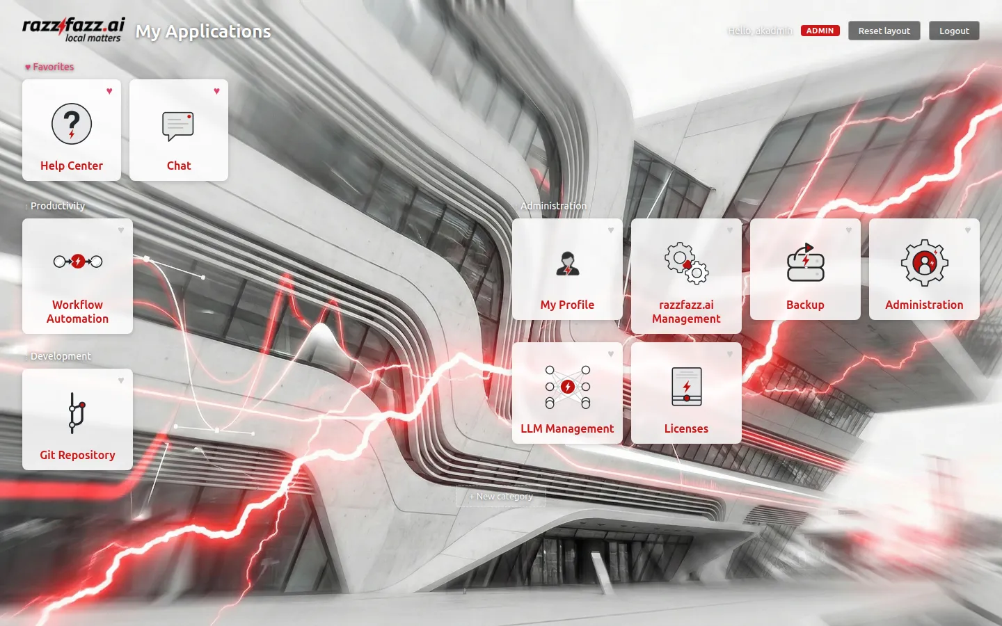 Das rzfz.ai Start-Portal — ein Zugang zu allen Modulen des Stacks